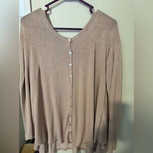 Beige Button-Up Cardigan